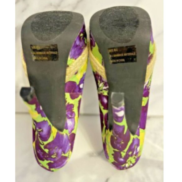 Purple & Green Floral Almond Toe Stiletto Platform - Picture 8 of 8